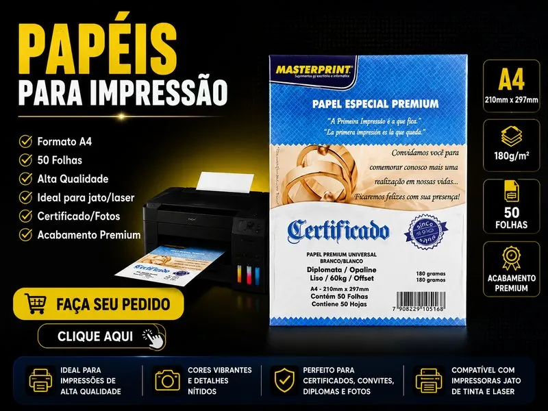Papel especial premium Masterprint A4 (50 folhas)