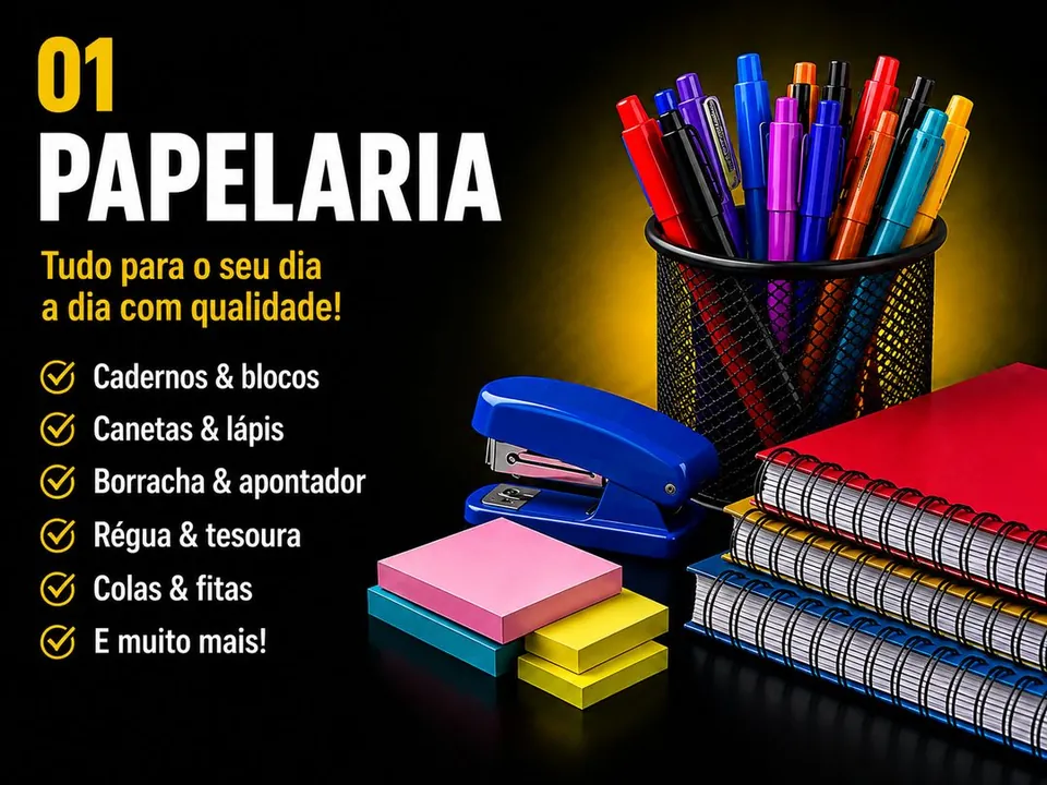 Papelaria para estudar e trabalhar